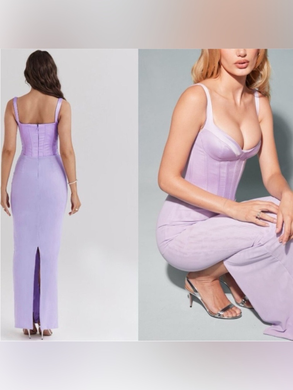 House of CB NWOT Lilac Lavender Breeze Orchid Satin Corset Maxi Dress (Small) - Picture 4 of 6